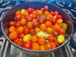 Tomatoes, basil, olive oil, and garlic
