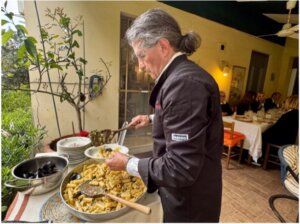 Michele serves baccalà and mussels with rigatoni.